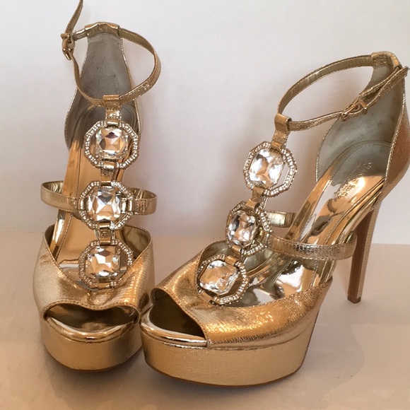 Gianni Bini Shoes - Gianni Bini Jeweled Gold Dress Sandals NWOB SZ 8